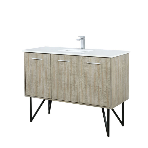 Lexora Collection Lancy 48 inch Rustic Acacia Bath Vanity, Cultured Marble Top and Faucet Set - Luxe Bathroom Vanities