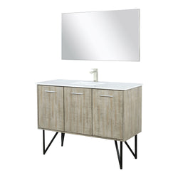 Lexora Collection Lancy 48 inch Rustic Acacia Bath Vanity, Cultured Marble Top, Faucet Set and 43 inch Mirror - Luxe Bathroom Vanities