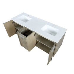 Lexora Collection Lancy 60 inch Rustic Acacia Double Bath Vanity and Cultured Marble Top - Luxe Bathroom Vanities