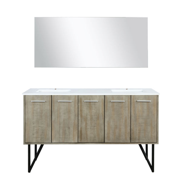 Lexora Collection Lancy 60 inch Rustic Acacia Double Bath Vanity and Cultured Marble Top - Luxe Bathroom Vanities
