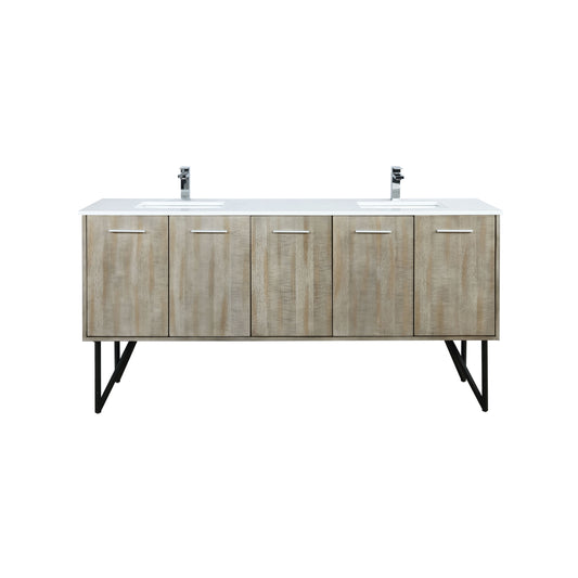 Lexora Collection Lancy 72 inch Rustic Acacia Double Bath Vanity, Cultured Marble Top and Faucet Set - Luxe Bathroom Vanities