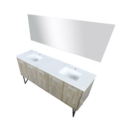 Lexora Collection Lancy 72 inch Rustic Acacia Double Bath Vanity and White Quartz Top - Luxe Bathroom Vanities