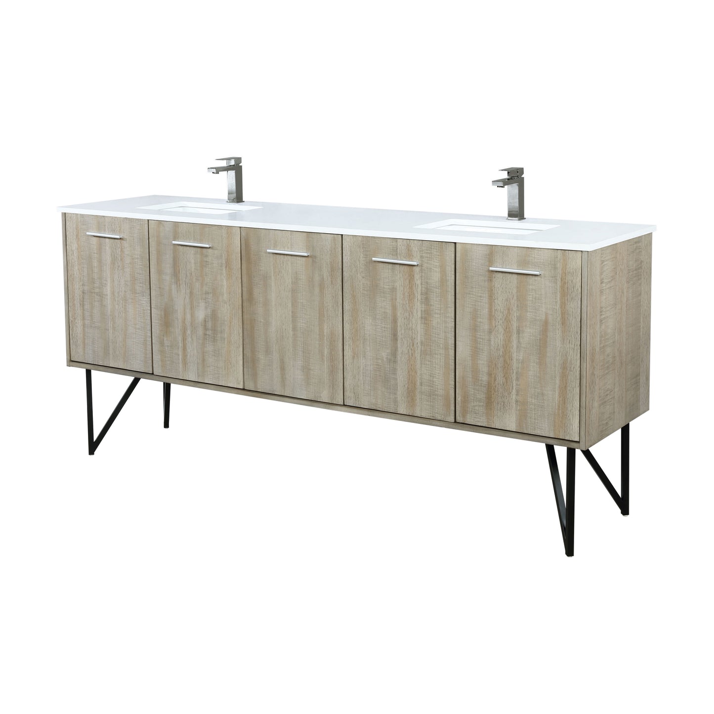 Lexora Collection Lancy 80 inch Rustic Acacia Double Bath Vanity, Cultured Marble Top and Faucet Set - Luxe Bathroom Vanities