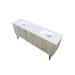 Lexora Collection Lancy 80 inch Rustic Acacia Double Bath Vanity and White Quartz Top - Luxe Bathroom Vanities