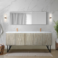 Lexora Collection Lancy 80 inch Rustic Acacia Double Bath Vanity, Cultured Marble Top and Faucet Set - Luxe Bathroom Vanities