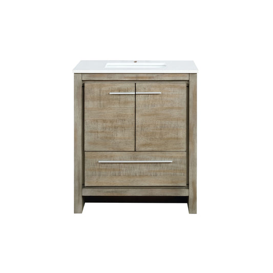 Lexora Collection Lafarre 30 inch Rustic Acacia Bath Vanity and Cultured Marble Top - Luxe Bathroom Vanities