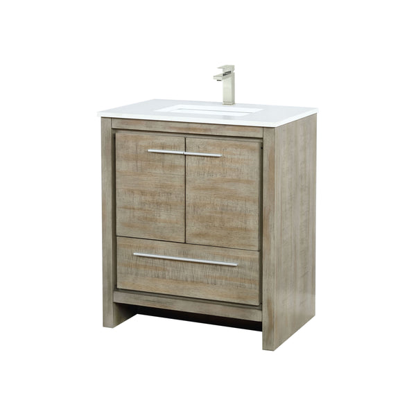 Lexora Collection Lafarre 30 inch Rustic Acacia Bath Vanity, Cultured Marble Top and Faucet Set - Luxe Bathroom Vanities