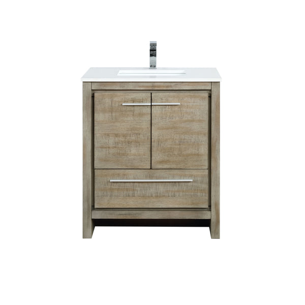 Lexora Collection Lafarre 30 inch Rustic Acacia Bath Vanity, Cultured Marble Top and Faucet Set - Luxe Bathroom Vanities