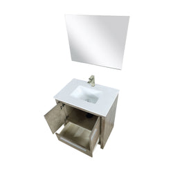 Lexora Collection Lafarre 30 inch Rustic Acacia Bath Vanity, Cultured Marble Top, Faucet Set and 28 inch Mirror - Luxe Bathroom Vanities