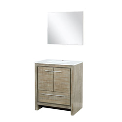 Lexora Collection Lafarre 30 inch Rustic Acacia Bath Vanity and Cultured Marble Top - Luxe Bathroom Vanities