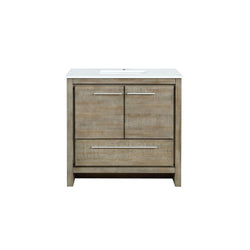 Lexora Collection Lafarre 36 inch Rustic Acacia Bath Vanity and Cultured Marble Top - Luxe Bathroom Vanities