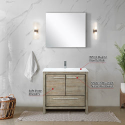 Lexora Collection Lafarre 36 inch Rustic Acacia Bath Vanity, White Quartz Top and Faucet Set - Luxe Bathroom Vanities