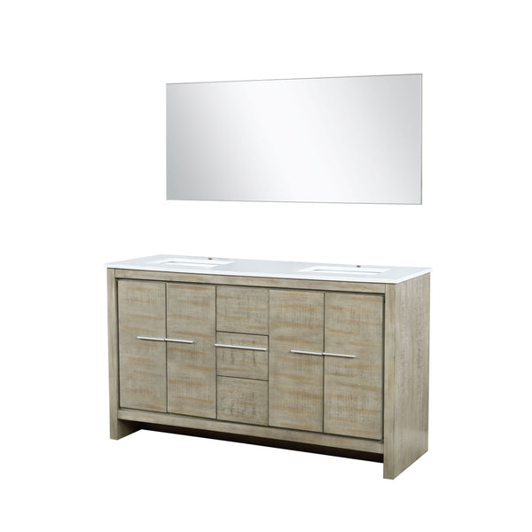 Lexora Collection Lafarre 60 inch Rustic Acacia Double Bath Vanity and Cultured Marble Top - Luxe Bathroom Vanities