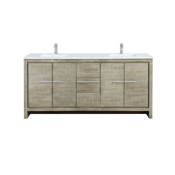 Lexora Collection Lafarre 72 inch Rustic Acacia Double Bath Vanity, Cultured Marble Top and Faucet Set - Luxe Bathroom Vanities