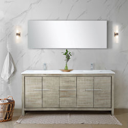 Lexora Collection Lafarre 72 inch Rustic Acacia Double Bath Vanity, White Quartz Top, Faucet Set and 70 inch Mirror - Luxe Bathroom Vanities