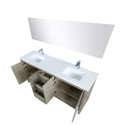 Lexora Collection Lafarre 72 inch Rustic Acacia Double Bath Vanity, Cultured Marble Top, Faucet Set and 70 inch Mirror - Luxe Bathroom Vanities