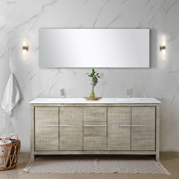 Lexora Collection Lafarre Lafarre 72 inch Rustic Acacia Double Bath Vanity and White Quartz Top - Luxe Bathroom Vanities