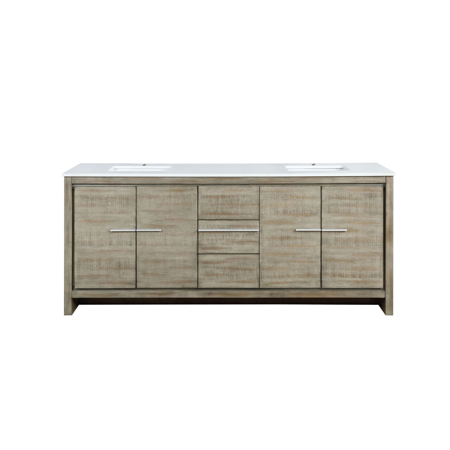 Lexora Collection Lafarre 80 inch Rustic Acacia Double Bath Vanity and White Quartz Top - Luxe Bathroom Vanities