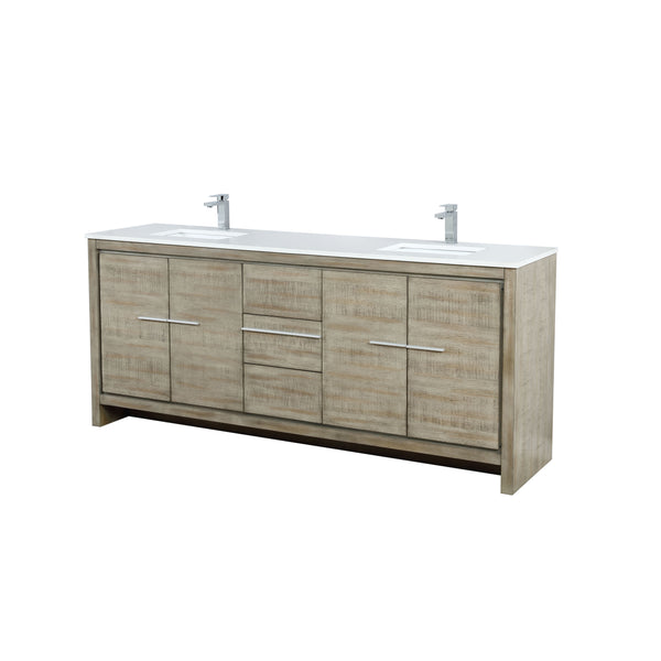 Lexora Collection Lafarre 80 inch Rustic Acacia Double Bath Vanity, Cultured Marble Top and Faucet Set - Luxe Bathroom Vanities