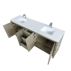Lexora Collection Lafarre 80 inch Rustic Acacia Double Bath Vanity, Cultured Marble Top and Faucet Set - Luxe Bathroom Vanities