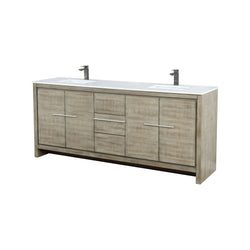 Lexora Collection Lafarre 80 inch Rustic Acacia Double Bath Vanity, Cultured Marble Top and Faucet Set - Luxe Bathroom Vanities