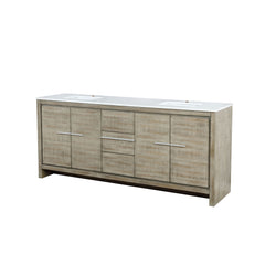 Lexora Collection Lafarre 80 inch Rustic Acacia Double Bath Vanity and White Quartz Top - Luxe Bathroom Vanities