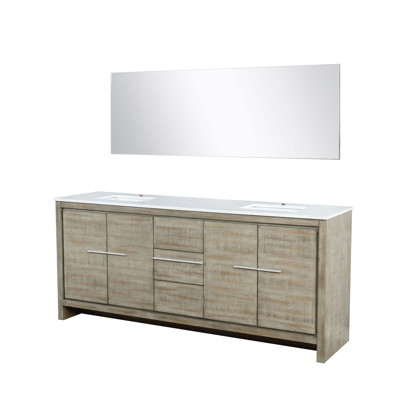 Lexora Collection Lafarre 80 inch Rustic Acacia Double Bath Vanity and White Quartz Top - Luxe Bathroom Vanities