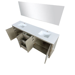 Lexora Collection Lafarre 80 inch Rustic Acacia Double Bath Vanity and White Quartz Top - Luxe Bathroom Vanities