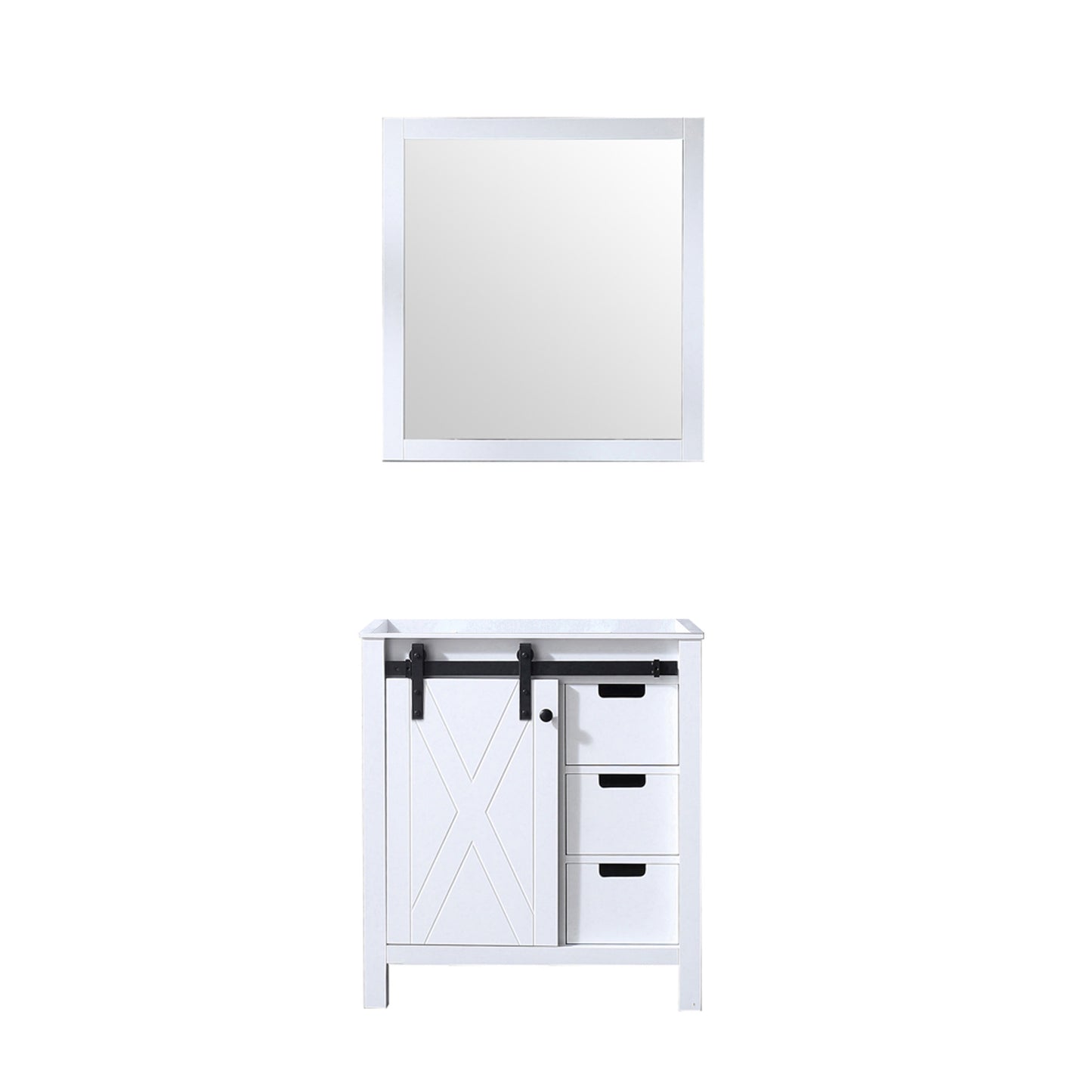 Lexora Collection Marsyas 30 inch Bath Vanity and 28 inch Mirror - Luxe Bathroom Vanities