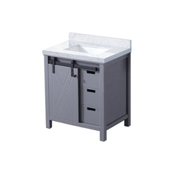 Lexora Collection Marsyas 30 inch Dark Grey Bath Vanity and Carrara Marble Countertop - Luxe Bathroom Vanities