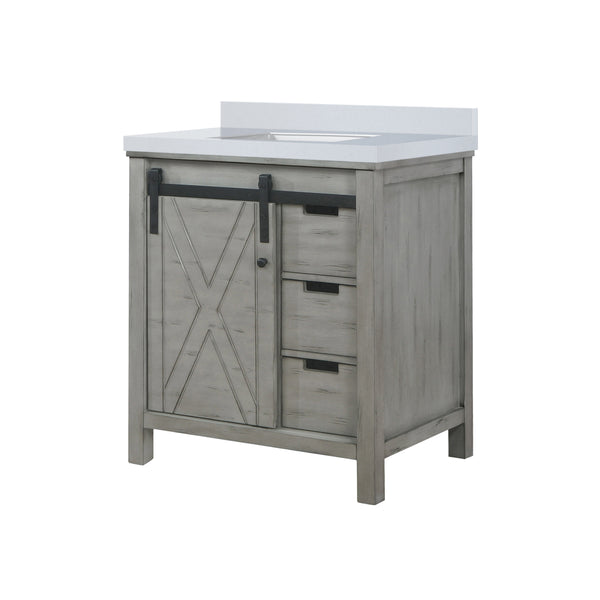 Lexora Collection Marsyas 30 inch Bath Vanity and Cultured Marble Countertop - Luxe Bathroom Vanities