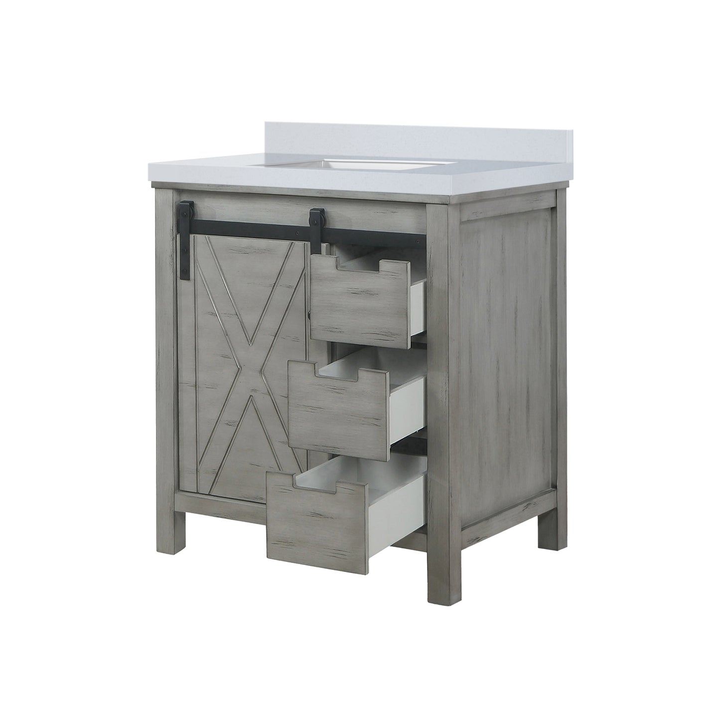 Lexora Collection Marsyas 30 inch Bath Vanity and Cultured Marble Countertop - Luxe Bathroom Vanities