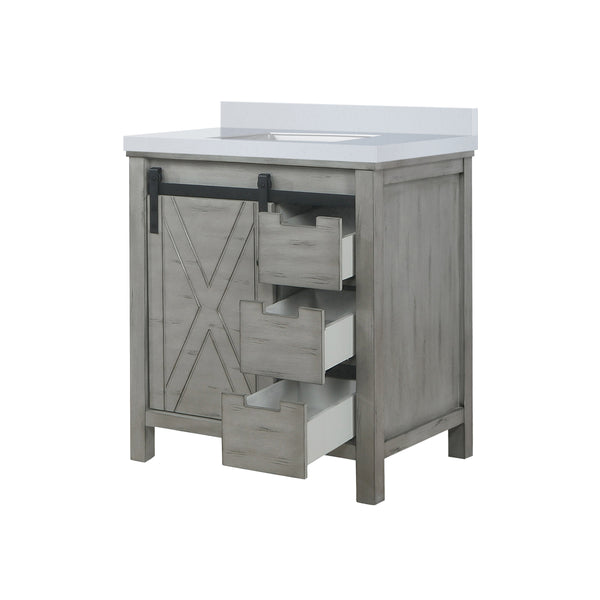 Lexora Collection Marsyas 30 inch Bath Vanity and Cultured Marble Countertop - Luxe Bathroom Vanities