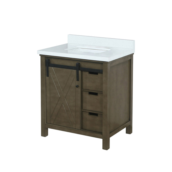 Lexora Collection Marsyas 30 inch Bath Vanity and White Quartz Countertop - Luxe Bathroom Vanities