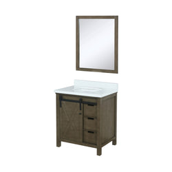 Lexora Collection Marsyas 30 inch Bath Vanity and Cultured Marble Countertop and 28 inch Mirror - Luxe Bathroom Vanities