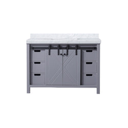 Lexora Collection Marsyas 48 inch Dark Grey Bath Vanity and Carrara Marble Countertop - Luxe Bathroom Vanities