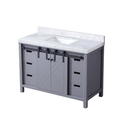 Lexora Collection Marsyas 48 inch Dark Grey Bath Vanity and Carrara Marble Countertop - Luxe Bathroom Vanities