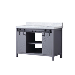 Lexora Collection Marsyas 48 inch Dark Grey Bath Vanity and Carrara Marble Countertop - Luxe Bathroom Vanities