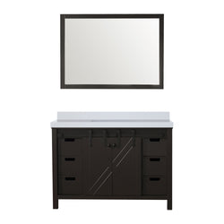 Lexora Collection Marsyas 48 inch Bath Vanity, White Quartz Countertop and 44 inch Mirror - Luxe Bathroom Vanities