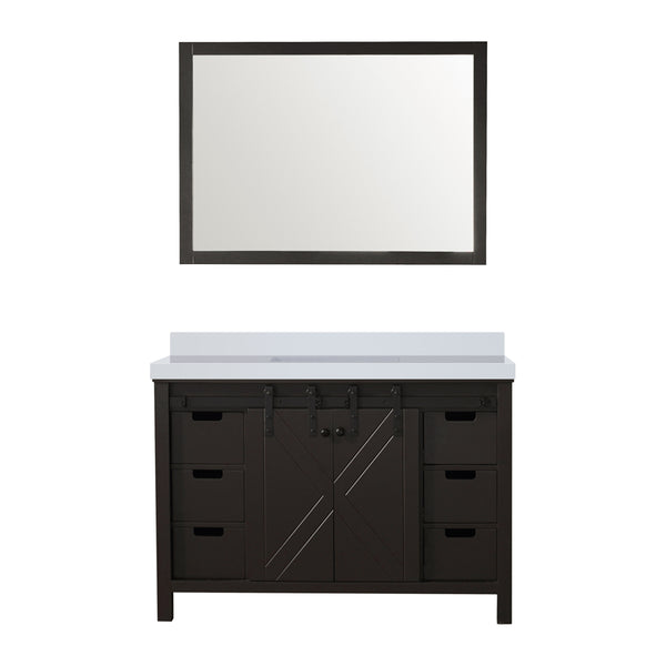 Lexora Collection Marsyas 48 inch Bath Vanity and Cultured Marble Countertop and 44 inch Mirror - Luxe Bathroom Vanities