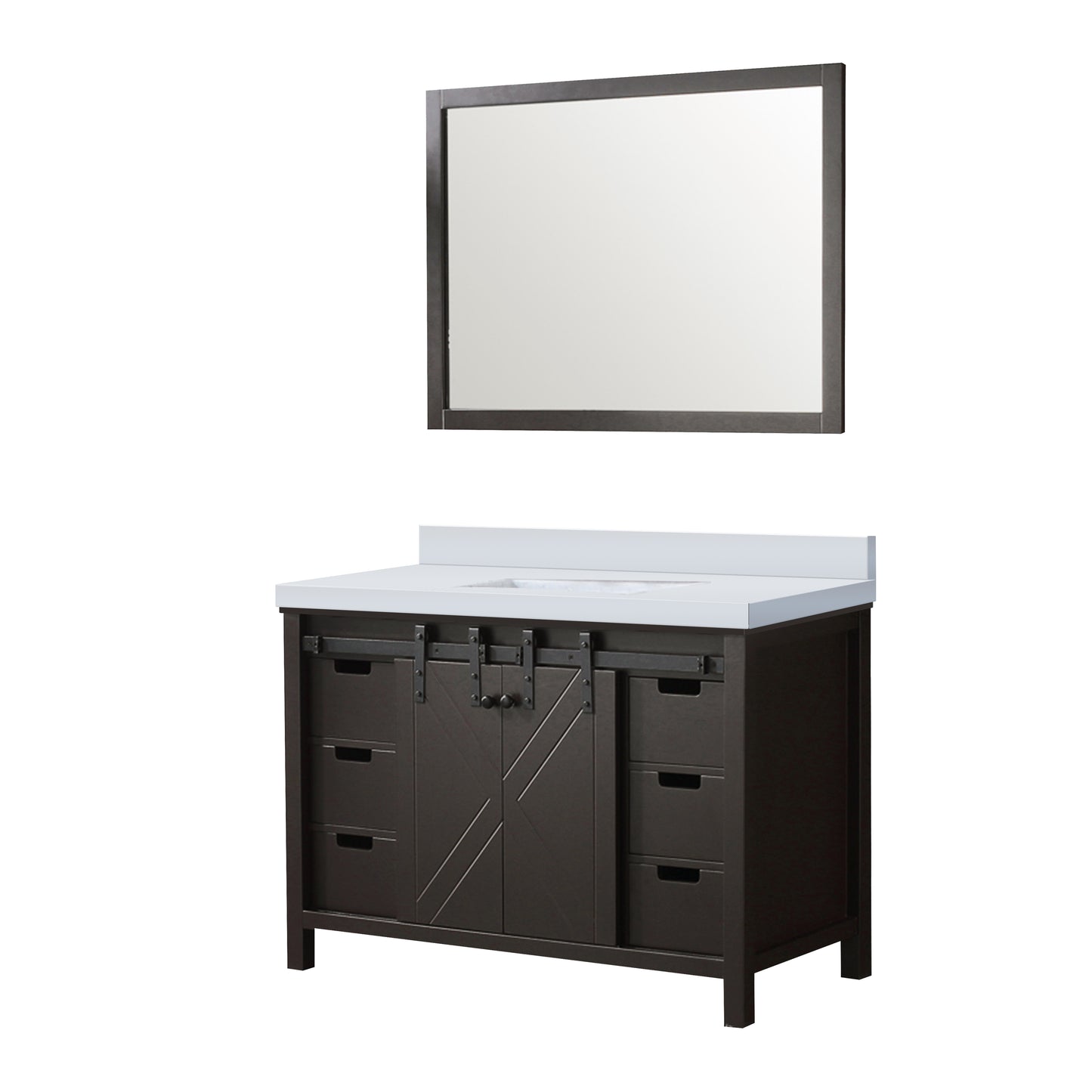 Lexora Collection Marsyas 48 inch Bath Vanity and Cultured Marble Countertop and 44 inch Mirror - Luxe Bathroom Vanities