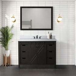 Lexora Collection Marsyas 48 inch Bath Vanity, Cultured Marble Countertop and Faucet Set - Luxe Bathroom Vanities