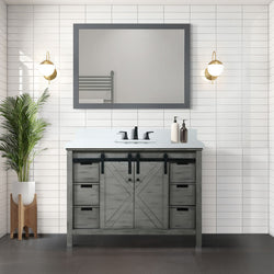 Lexora Collection Marsyas 48 inch Bath Vanity and Cultured Marble Countertop and 44 inch Mirror - Luxe Bathroom Vanities