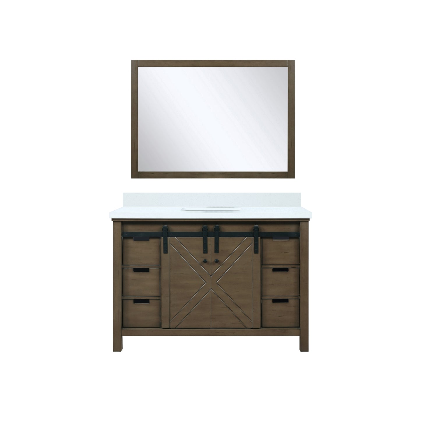 Lexora Collection Marsyas 48 inch Bath Vanity and Cultured Marble Countertop and 44 inch Mirror - Luxe Bathroom Vanities