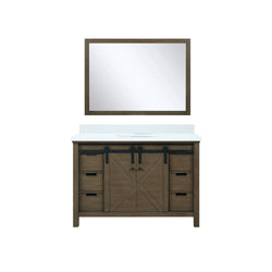 Lexora Collection Marsyas 48 inch Bath Vanity, White Quartz Countertop and 44 inch Mirror - Luxe Bathroom Vanities