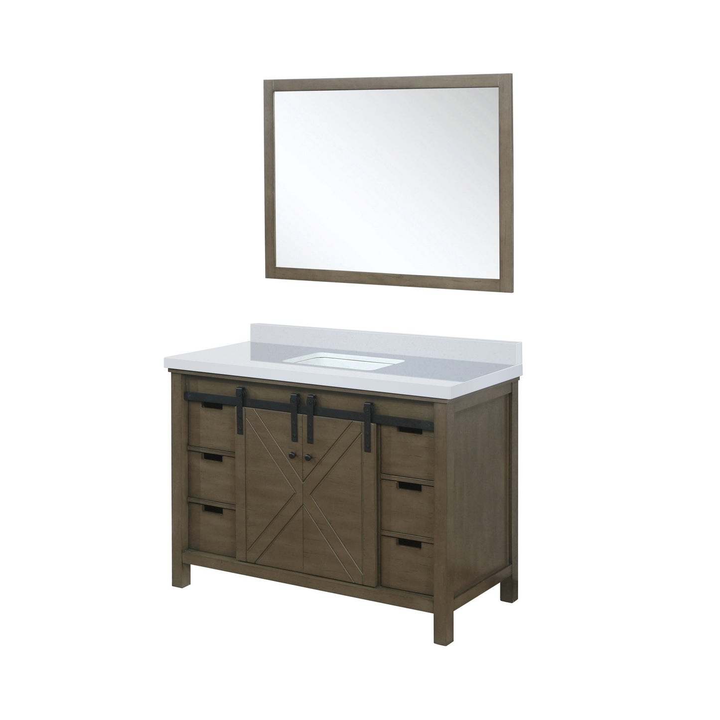 Lexora Collection Marsyas 48 inch Bath Vanity and Cultured Marble Countertop and 44 inch Mirror - Luxe Bathroom Vanities