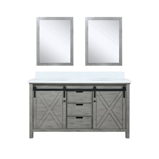 Lexora Collection Marsyas 60 inch Double Bath Vanity, Cultured Marble Countertop and 24 inch Mirrors - Luxe Bathroom Vanities