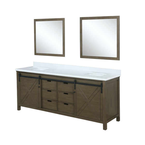 Lexora Collection Marsyas 80 inch Double Bath Vanity, Cultured Marble Countertop and 30 inch Mirrors - Luxe Bathroom Vanities