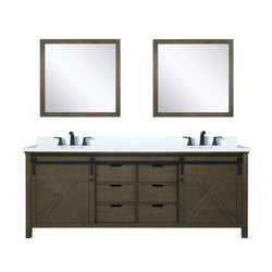 Lexora Collection Marsyas 84 inch Double Bath Vanity, Cultured Marble Countertop, Faucet Set and 34 inch Mirrors - Luxe Bathroom Vanities