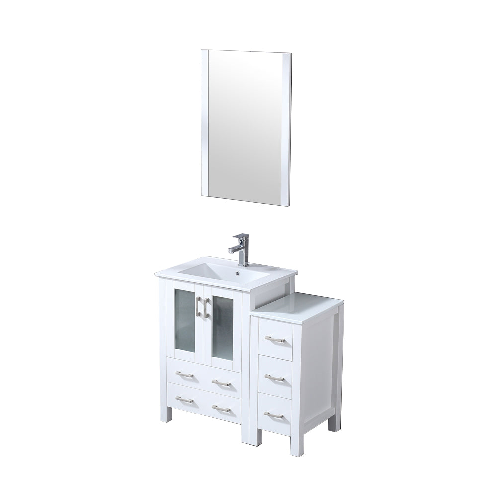 Lexora Collection Volez 36 inch Single Bath Vanity with Side Cabinet, and White Ceramic Top - Luxe Bathroom Vanities